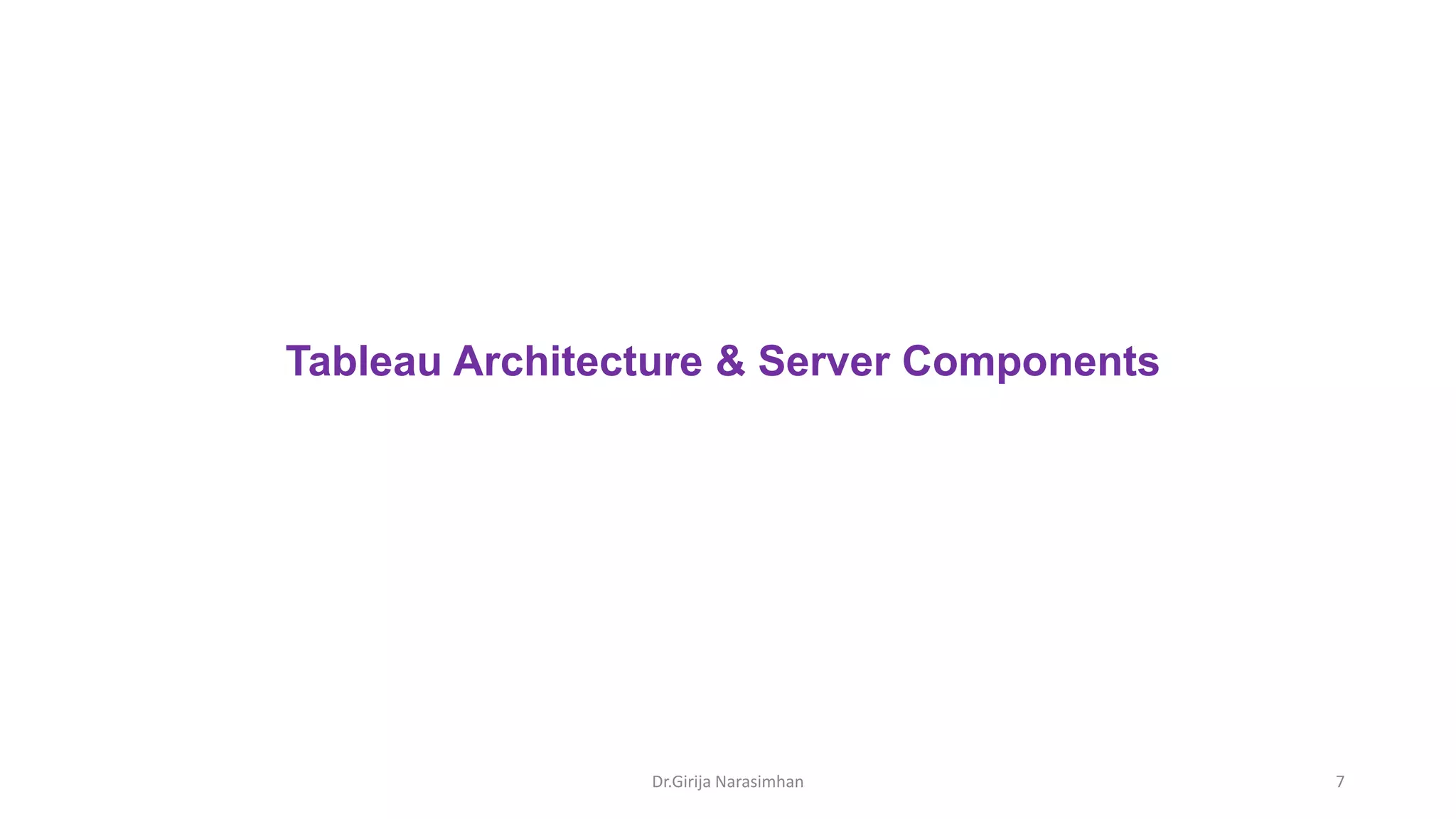 Dr.Girija Narasimhan 7
Tableau Architecture & Server Components
 