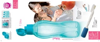 6 7
1Litro
21%
dedesconto
naEcoTupperGarrafaPlus
LEVETupperLimpador
porapenasR$29,99
nacomprada
EcoTupperGarrafa
Plus1Litro
Preçodoconj.:R$69,98
Cód.doconjunto:88908
Perfeitoparaalimpezada
EcoTupperGarrafaPlus.
88891
EcoTupperGarrafaPlus*-1Litro
9,2cmdediâm.x28cmdealt.
Preçosugerido:R$50,99
Porapenas:R$39,99
AEcoTupperGarrafaPluspodeserutilizadaparaarmazenar
líquidosnorefrigeradornaposiçãohorizontaloupodeser
acomodadanaportanaposiçãovertical.
Novatampacomsistema
“flip-top”.Fácilparaabrirefechar.
Bicodosador,fácilparaservir.
37
ano
s
T
upperwar
e
deBrasil
Voltou! *Nãopodeserlevadaaofreezer.
84532
TupperLimpador
31,8cmdecomp.x4,4cmdelarg.
Preçosugerido:R$47,99
Porapenas:R$42,99
 