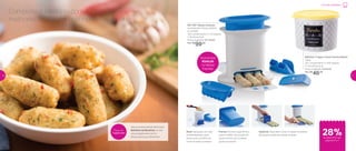 Comida de Boteco
801138 | Massa Express
acompanha 3 bicos, esteira
e cortador
19,2 comprimento X 11,5 largura
X 18 altura (cm)
Preço sugerido: R$ 139,00
Por: R$
99,00
28%de desconto nas
páginas 6 e 7
Prensa: formato ergonômico,
reduz o efeito de sucção ao
puxar e evita que a massa
grude na prensa
Base: equipada com pés
antiderrapantes, para
evitar que o produto se
mova durante o preparo
Espátula: ideal para cortar a massa na esteira.
Bloqueia a saída da massa na base
800435 | Tupper Caixa Farinha Bistrô
1,8Kg
20,1 comprimento X 18,5 largura
X 13,4 altura (cm)
Preço sugerido: R$ 64,00
Por: R$
46,00
Complete o cardápio com o hit dos
melhores botequins: bolinho de bacalhau
Veja a receita destes deliciosos
Bolinhos de Bacalhau no site:
www.tupperware.com.br
Palavra de busca: Bolinhos
Prepare com
Tupperware
Economize
R$40,00
no Massa
Express
6 7
 