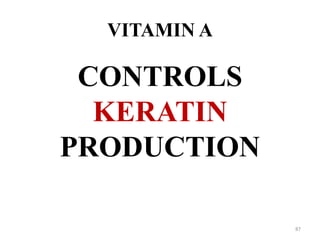 VITAMIN A
CONTROLS
KERATIN
PRODUCTION
87
 