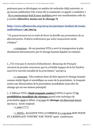 10/01/2018 20:55Duplicité ou complicité ? Publications sur site Alliance vita : mot clé clonage humain (resumé)
Page 6 sur...