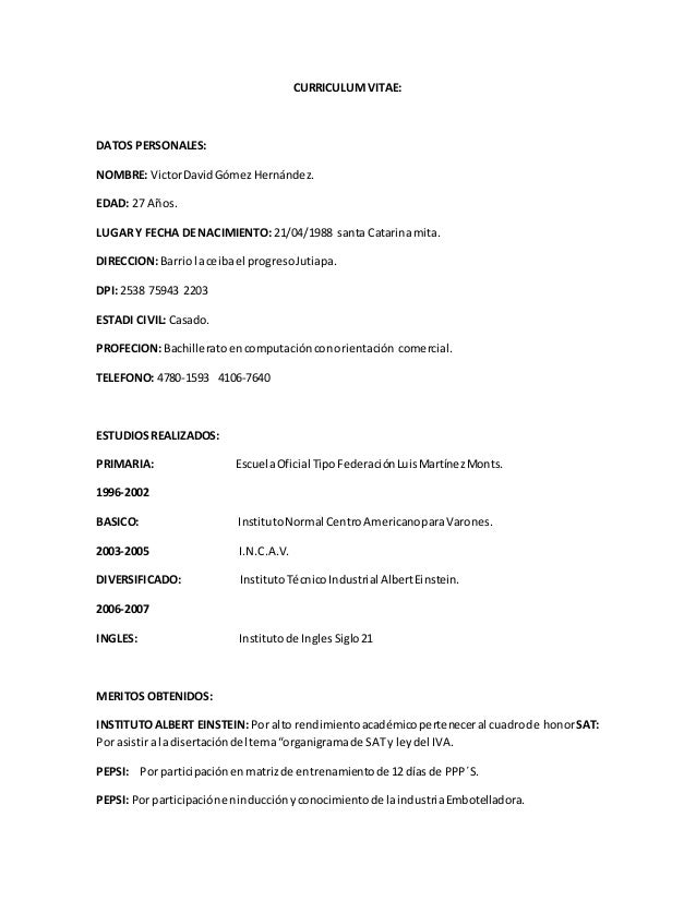 modelo de curriculum vitae formato curriculum vitae en blanco