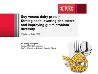 Soy versus dairy protein.
Strategies to lowering cholesterol
and improving gut microbiota
diversity.
Vitafoods Asia 2017
Dr. Wang Hongwei
Applied Nutrition Manager
DuPont Nutrition & Health, Greater China
 