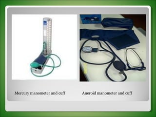 Mercury manometer and cuff Aneroid manometer and cuff 