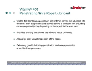 Vitalife Wire Rope Lubricants | PDF