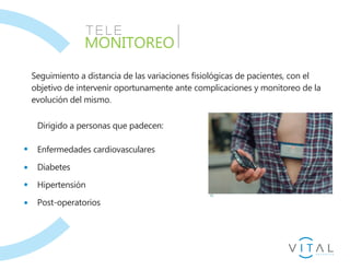 Sistema 
TELE 
MONITOREO 
Dispositivos biomédicos con conexión 
Bluetooth. 
Aplicación móvil para el registro e interpre-t...