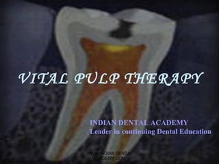 VITAL PULP THERAPY
WWW.INDIAN DENTAL
ACADEMY.COM
INDIAN DENTAL ACADEMY
Leader in continuing Dental Education
 