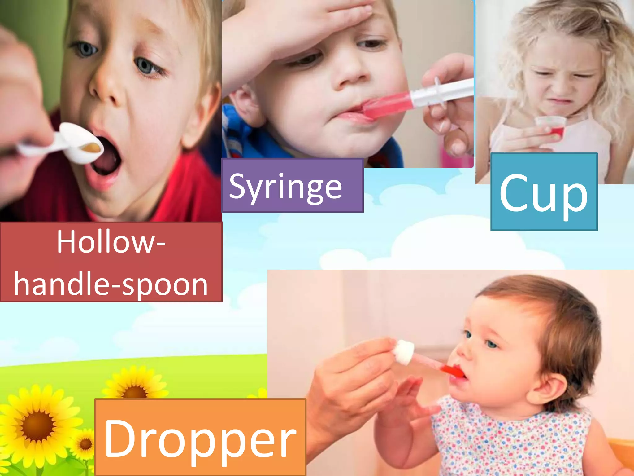 Syringe
Hollowhandle-spoon
Dropper
Cup