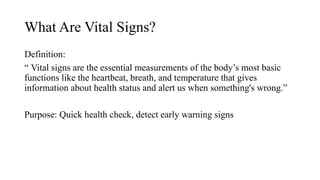 VITAL SIGNS. a brief of overall vitals . | PPTX