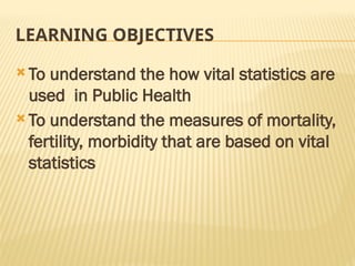 Vital Rates vital statistics 2 (mortality rates)()المحاضرة دي من أهم المحاضرات اللي ...