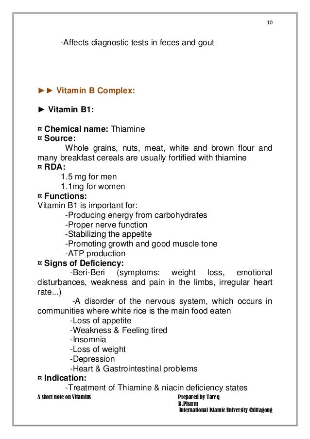 A Short Note on Vitamins