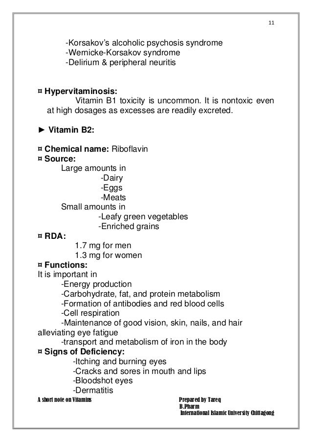 A Short Note on Vitamins