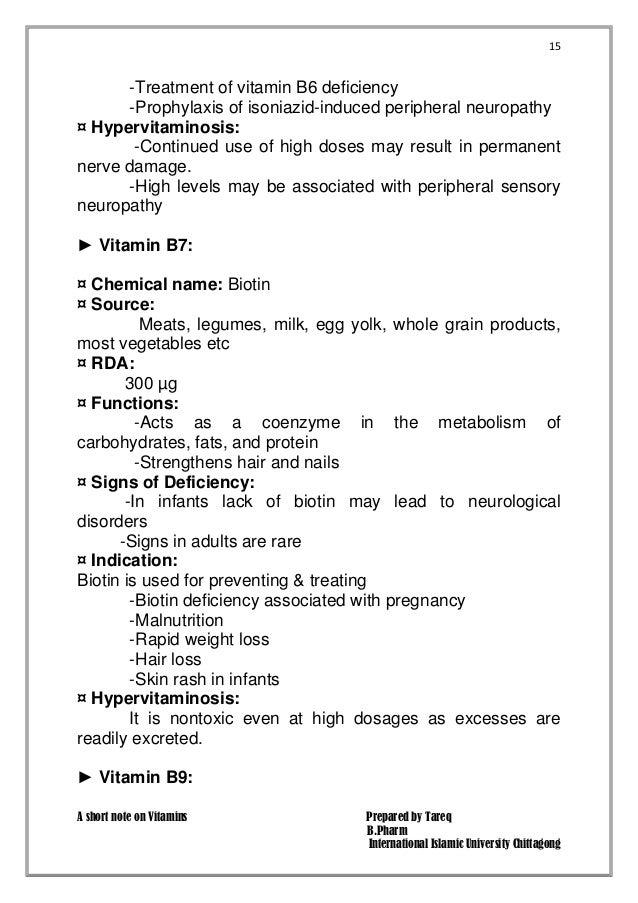 A Short Note on Vitamins