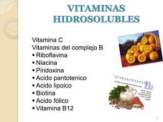VITAMINAS HIDROSOLUBLESVitamina CVitaminas del complejo BRiboflavina