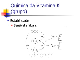 Química da Vitamina K (grupo) Estabilidade Sensível a álcalis 
