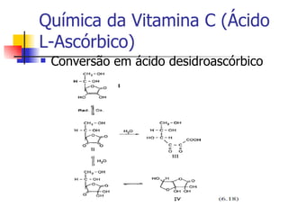 Química da Vitamina C (Ácido L-Ascórbico) Conversão em ácido desidroascórbico 