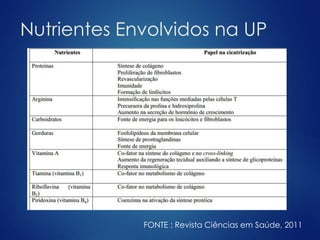 Nutrientes Envolvidos na UP 
FONTE : Revista Ciências em Saúde, 2011 
 