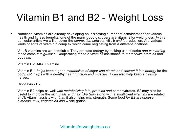 Vitamin B Complex Can Help Metabolize Fat