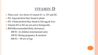 D2 Rda VITAMINS biochemistry and clinical pathology | PDF