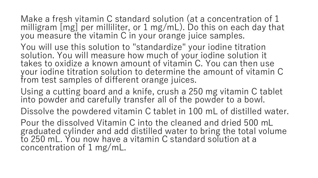 Vitamin c titration experiment