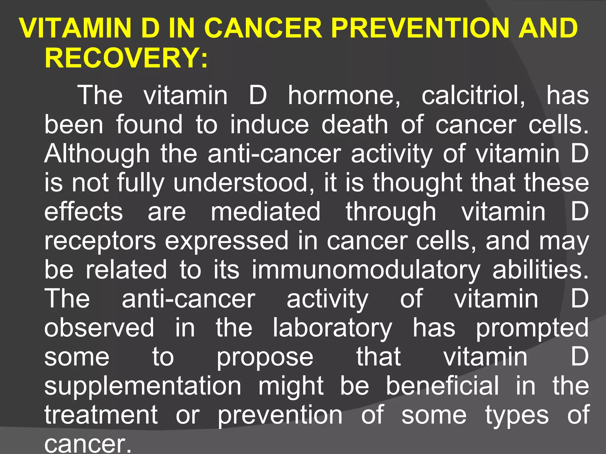 Role of Vitamin D in Cancer Prevention | PPT