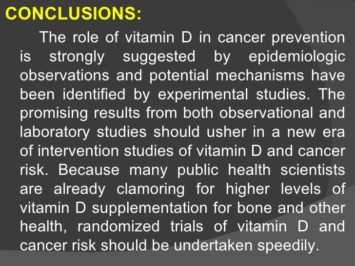 Role of Vitamin D in Cancer Prevention