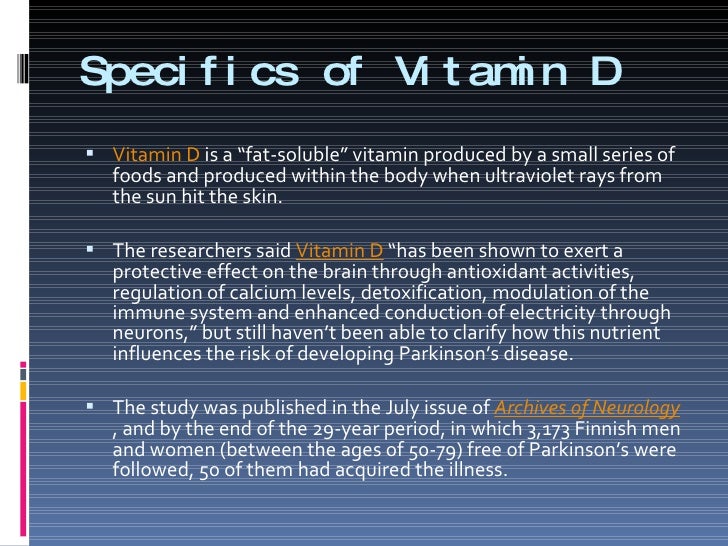Vitamin D deficiency linked to Parkinson's Disease risk