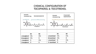 CHEMICAL CONFIGURATION OF
TOCOPHEROL & TOCOTRIENOL
 