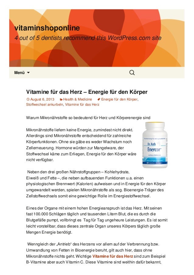 Vitamine für das Herz – Energie für den Körper