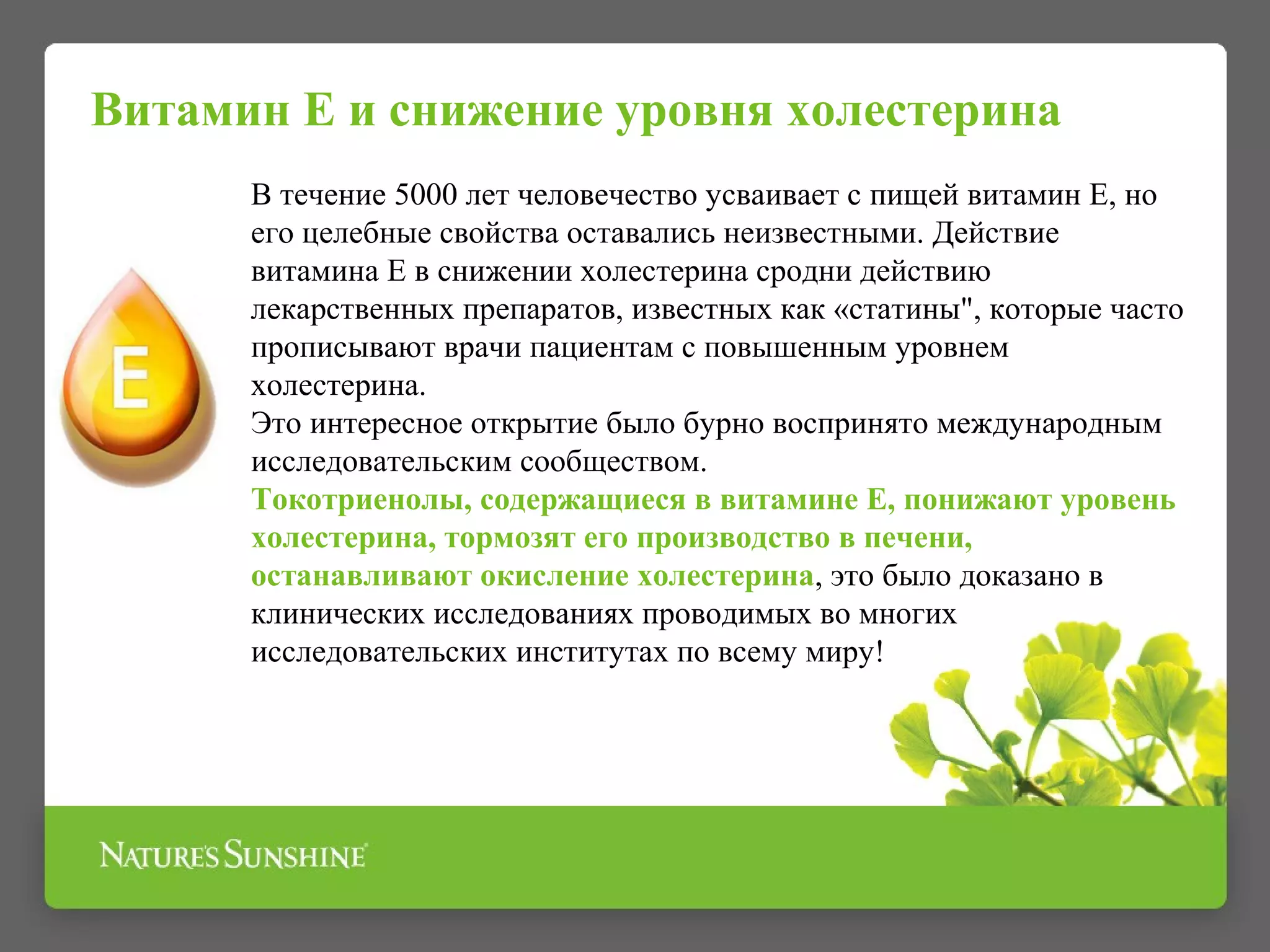 Презентация БАД Витамин Е НСП | PPT