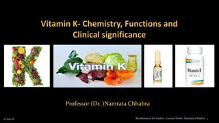 Professor (Dr. )Namrata Chhabra
27-Jan-18 1Biochemistry for medics- Lecture Notes- Namrata Chhabra
 