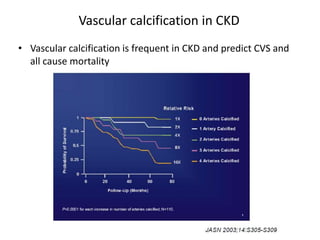 Vascular calcification in CKD
• Vascular calcification is frequent in CKD and predict CVS and
all cause mortality
 