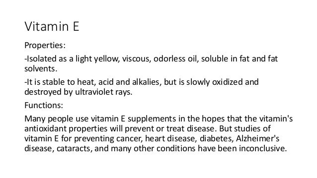 vitamin e properties of Vitamins