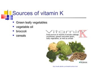 Vitamins (fat and water soluble) Slide 34