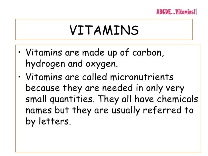 Vitamin Description Chart