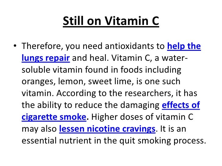 Vitamins and minerals to help stop smoking
