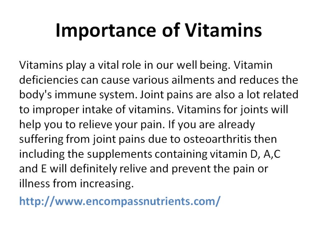 Vitamins for joint health