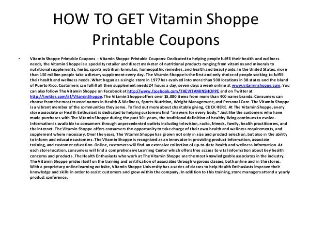 Vitamin Shoppe Printable Coupons - Vitamin Shoppe Printable Coupons