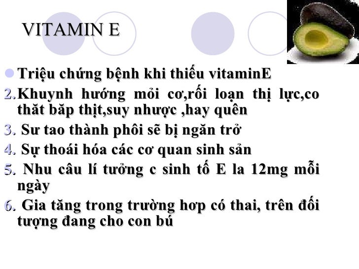 Triệu chứng thiếu Vitamin E