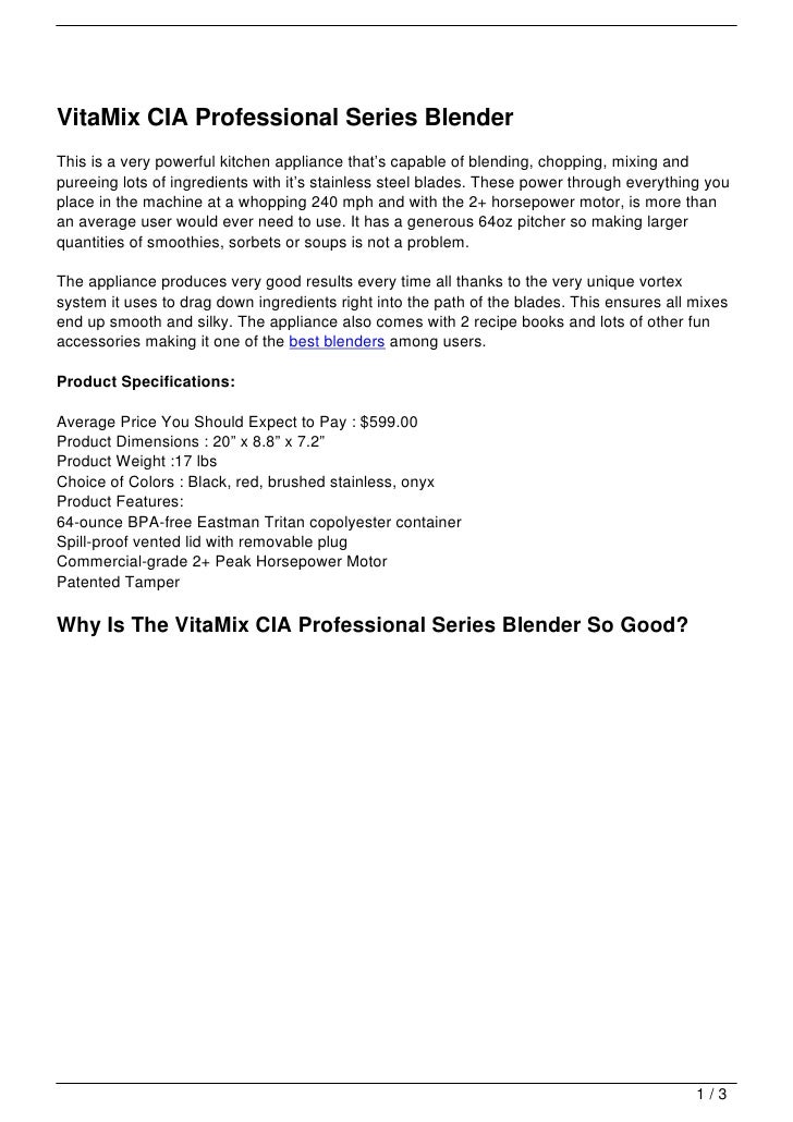 Vitamix Cia Professional Series Blender