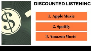 Vita Verde Winter Promotions 2020
DISCOUNTED LISTENING
1. Apple Music
2. Spotify
3. Amazon Music
 