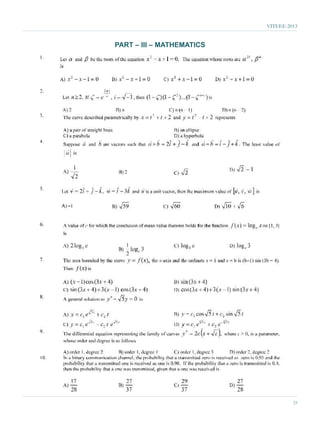 VITEEE-2013


PART – III – MATHEMATICS




                                    23
 