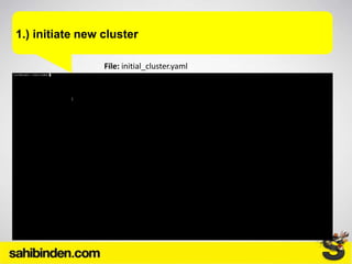 1.) initiate new cluster
File: initial_cluster.yaml
 