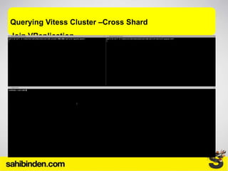Querying Vitess Cluster –Cross Shard
Join,VReplication
 
