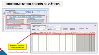 PROCEDIMIENTO RENDICIÓN DE VIÁTICOS
Habilitar y transmitir
para su aprobación
 