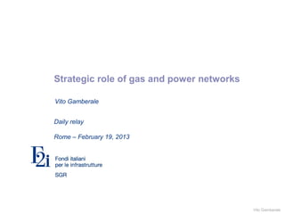 Vito GamberaleVito Gamberale
Strategic role of gas and power networks
Daily relay
Rome – February 19, 2013
Vito Gamberale
 