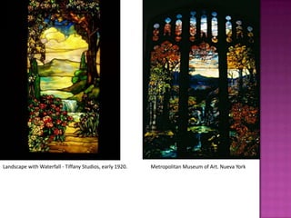 Landscape with Waterfall - Tiffany Studios, early 1920.   Metropolitan Museum of Art. Nueva York
 