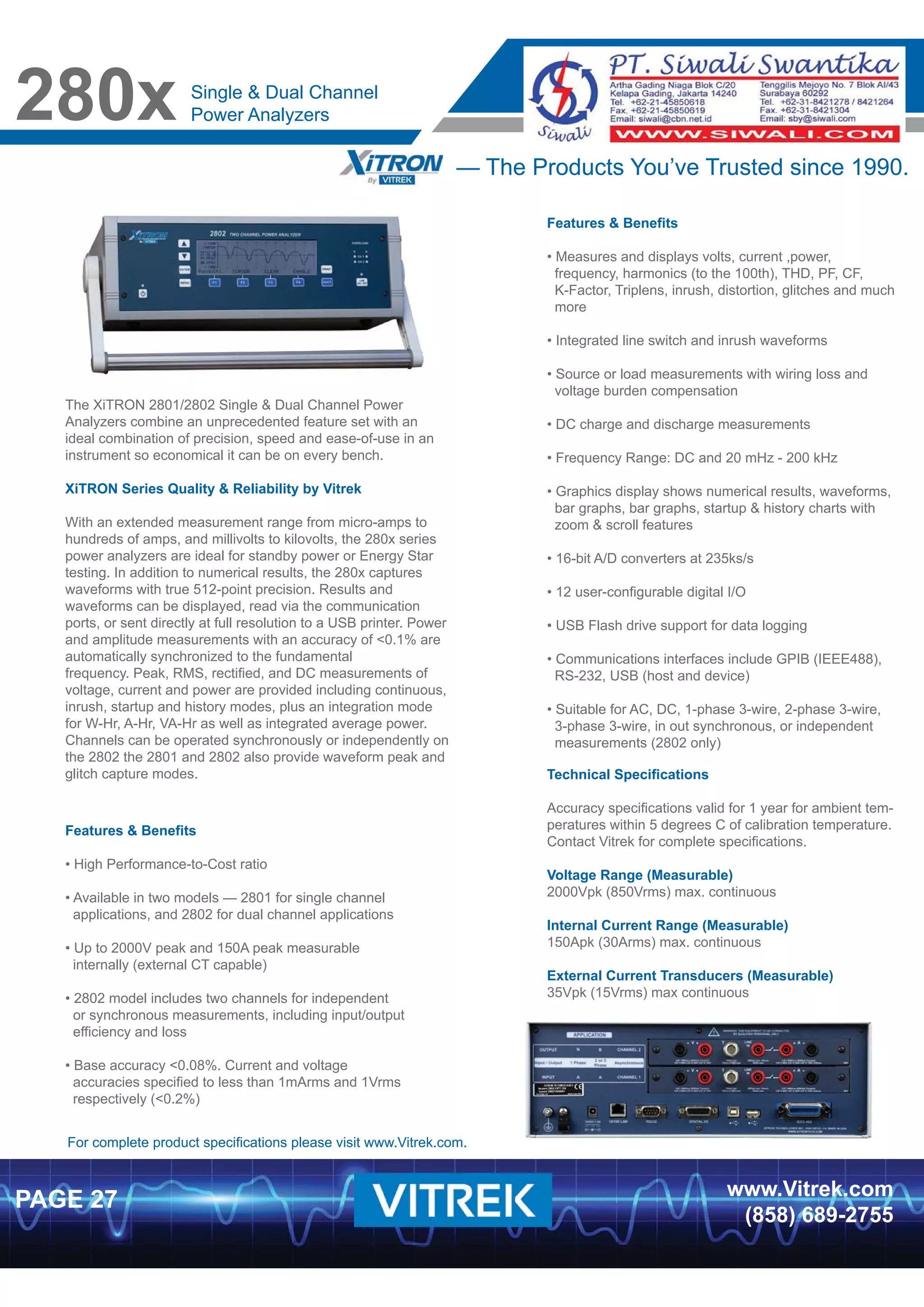 Vitrek Catalog | Electrical Safety and Test Equipment | PDF