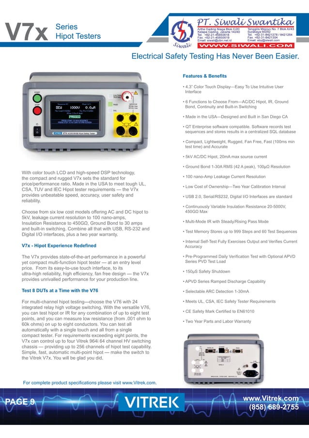 Vitrek Catalog | Electrical Safety and Test Equipment | PDF