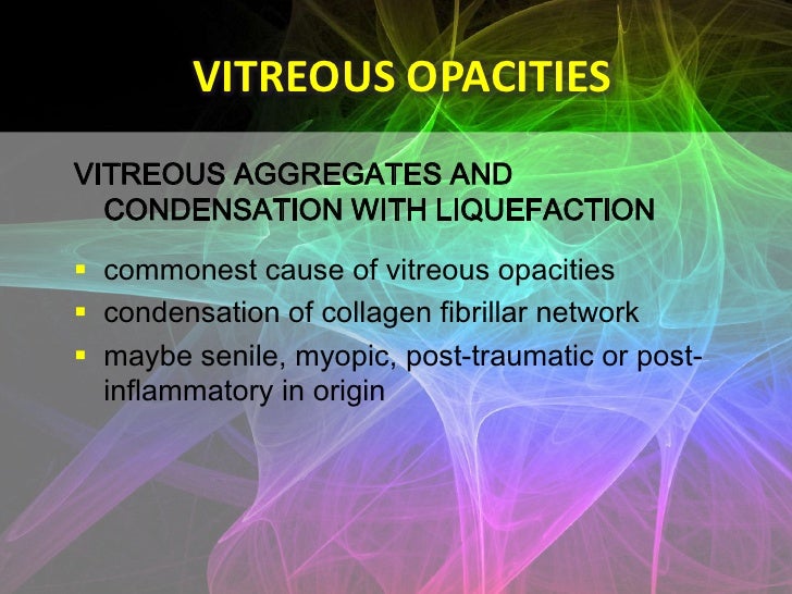 vitreous opacitiessynchysis scintillans vitreous is laden with small 